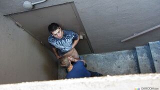 Secret Stairwell Suction – Hot blowjob with Max Carter